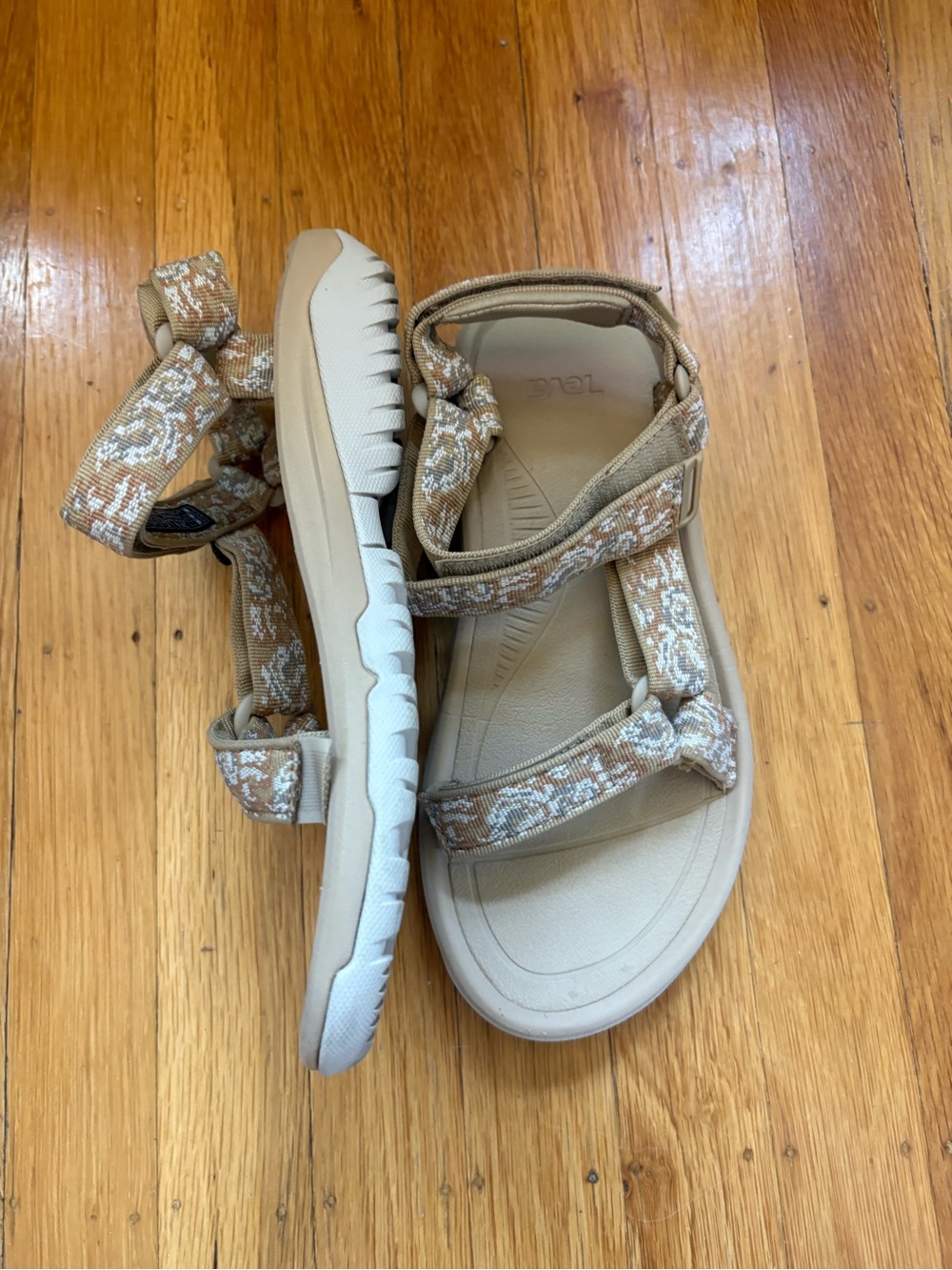 Teva Beige and Cream Patterned Strap Sandals - Picture 2 of 3
